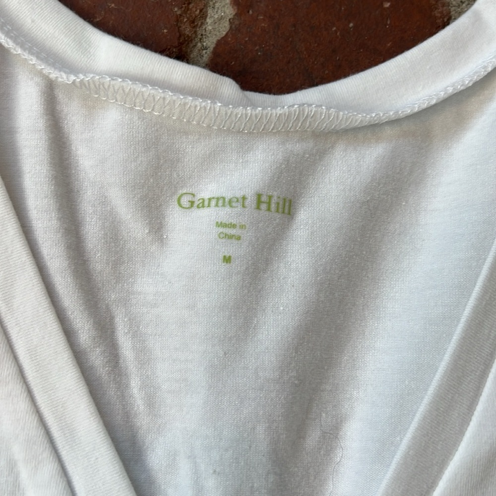 Garnet Hill Faux Wrap White Short Sleeve T-shirt Dress - Picture 2 of 5